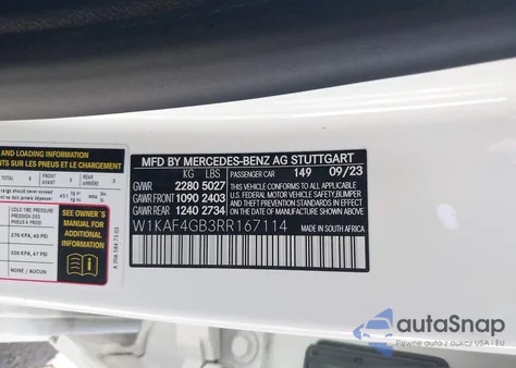 2024 Mercedes-Benz C 300 from USA, damaged, VIN W1KAF4GB3RR167114